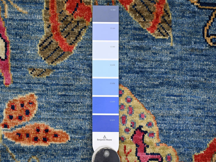 2'6" x 7'6" New Hand Knotted Blue Wool Runner Oriental Rug - MOA10221840