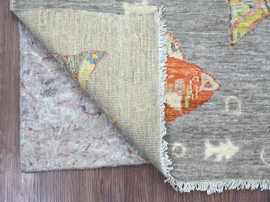3'0" x 4'8" New Hand Knotted Grey Wool Rectangle Oriental Rug - MOA10221841