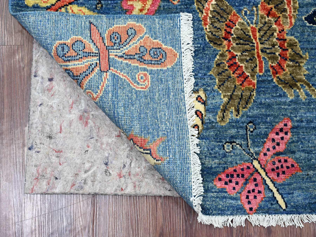3'0" x 4'10" New Hand Knotted Blue Wool Rectangle Oriental Rug - MOA10221842