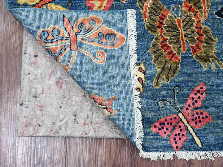 3'0" x 4'10" New Hand Knotted Blue Wool Rectangle Oriental Rug - MOA10221842