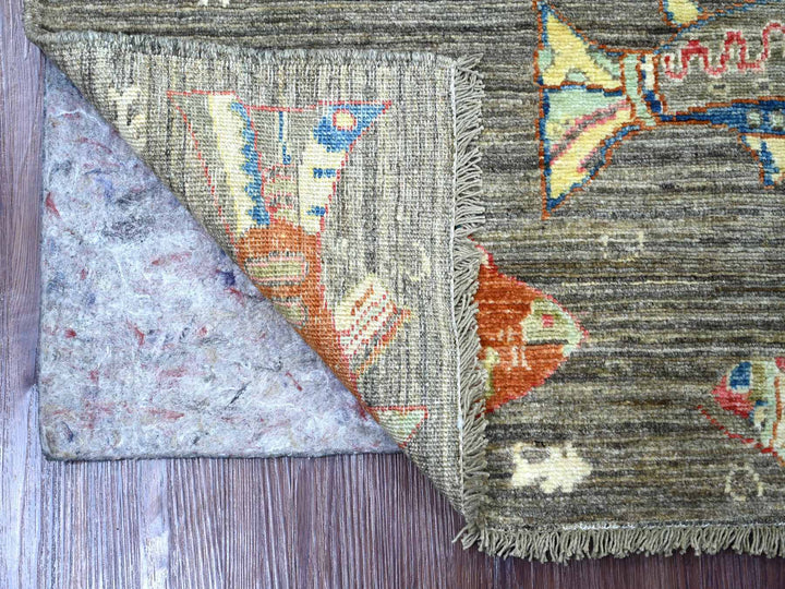 2'7" x 5'10" New Hand Knotted Brown Wool Runner Oriental Rug - MOA10221843