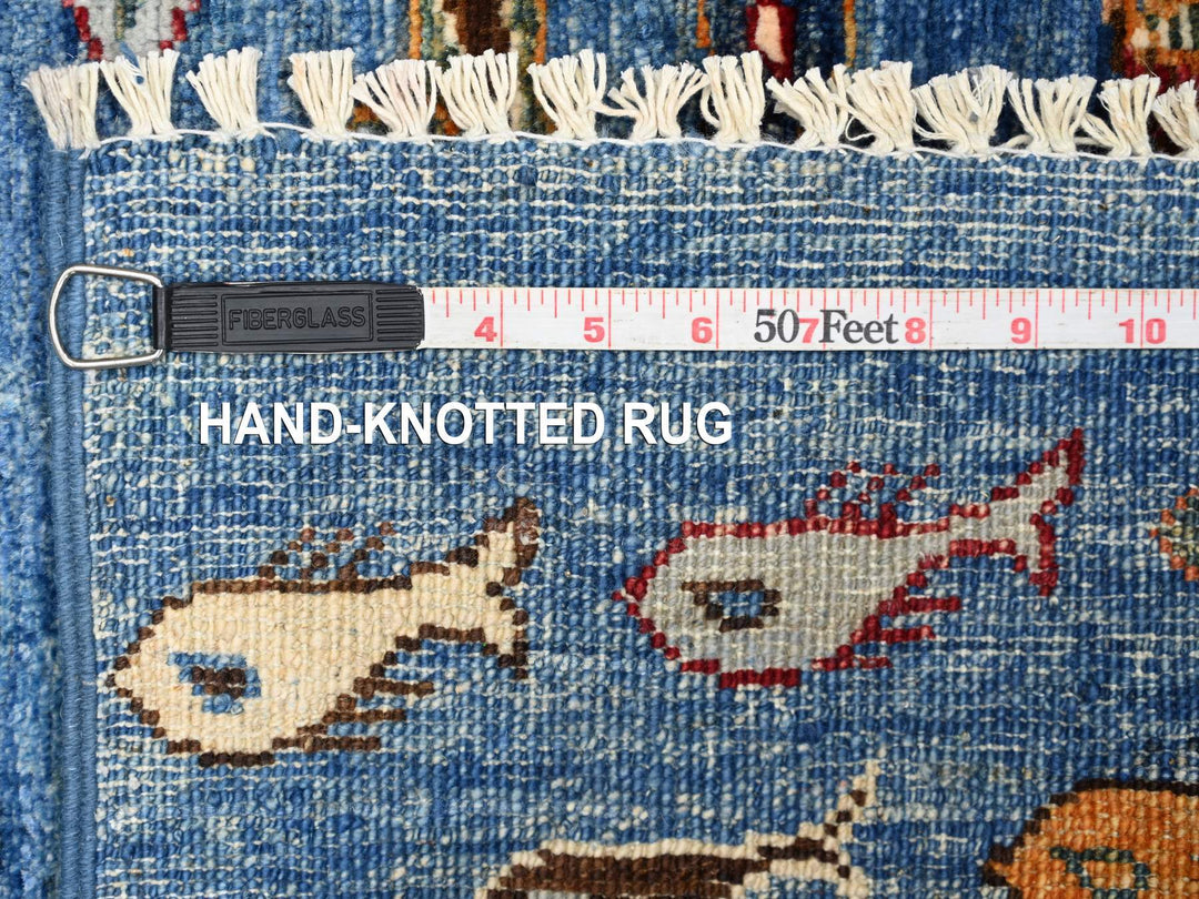 3'3" x 4'10" New Hand Knotted Blue Wool Rectangle Oriental Rug - MOA10221844