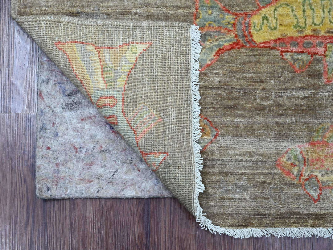 2'6" x 11'6" New Hand Knotted Brown Wool Runner Oriental Rug - MOA10221847