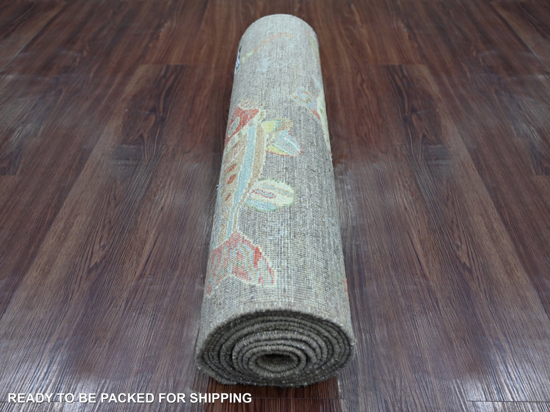 2'6" x 11'6" New Hand Knotted Brown Wool Runner Oriental Rug - MOA10221847