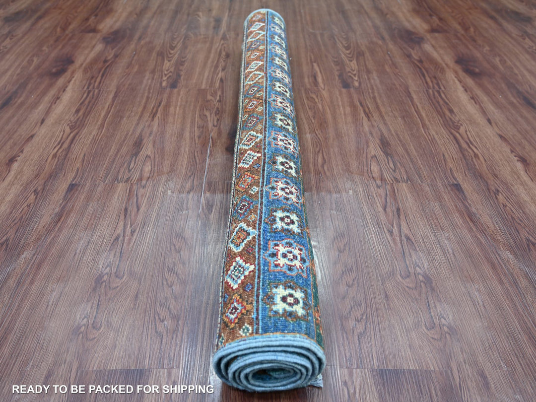 3'11" x 5'11" New Hand Knotted Blue Wool Rectangle Oriental Rug - MOA10221848