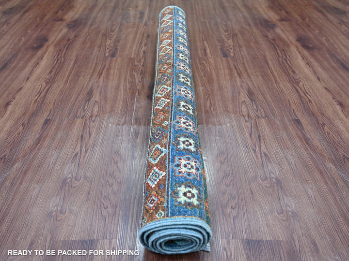 3'11" x 5'11" New Hand Knotted Blue Wool Rectangle Oriental Rug - MOA10221848