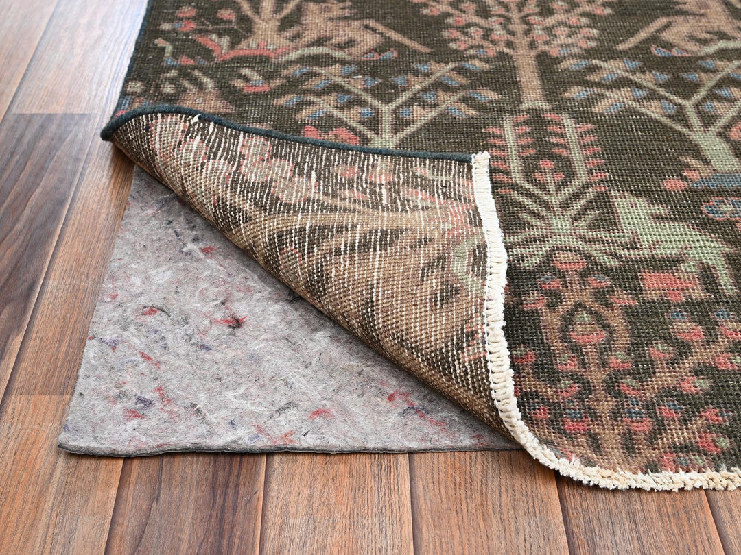 2'9" x 8'8" Vintage Hand Knotted Brown Wool Runner Oriental Rug - MOA1022184