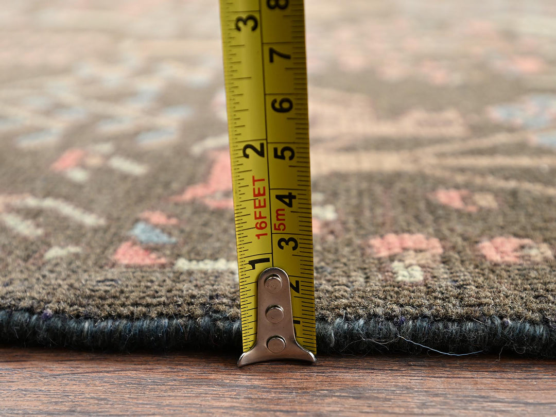 2'9" x 8'8" Vintage Hand Knotted Brown Wool Runner Oriental Rug - MOA1022184