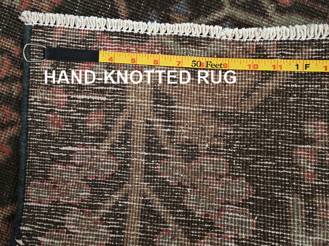 2'9" x 8'8" Vintage Hand Knotted Brown Wool Runner Oriental Rug - MOA1022184