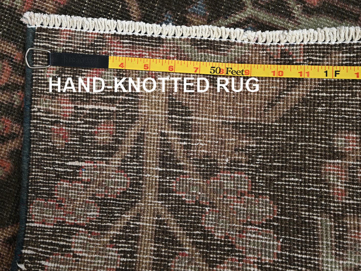 2'9" x 8'8" Vintage Hand Knotted Brown Wool Runner Oriental Rug - MOA1022184