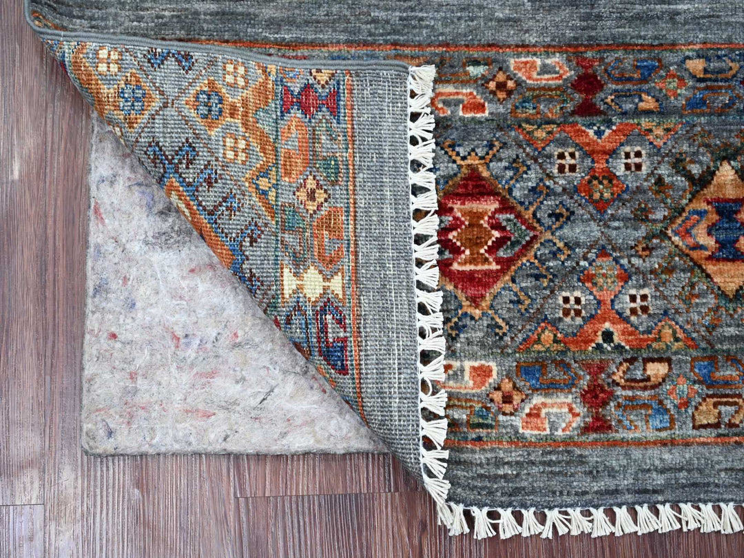 2'11" x 4'3" New Hand Knotted Grey Wool Rectangle Oriental Rug - MOA10221851