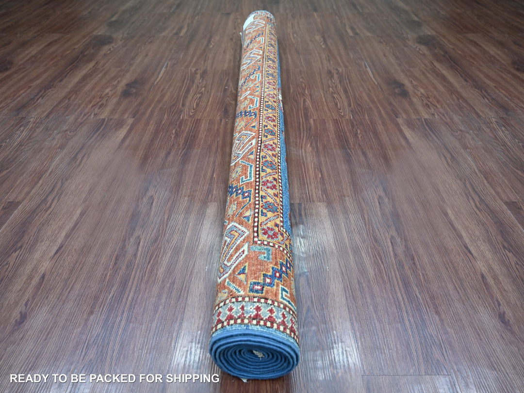 5'10" x 8'5" New Hand Knotted Blue Wool Rectangle Oriental Rug - MOA10221855