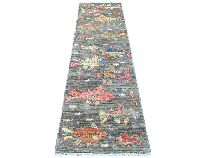 2'5" x 8'0" New Hand Knotted Brown Wool Runner Oriental Rug - MOA10221857
