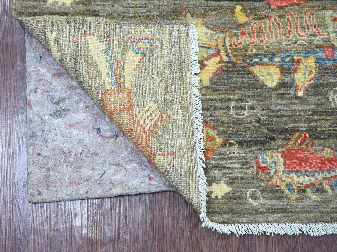2'5" x 8'0" New Hand Knotted Brown Wool Runner Oriental Rug - MOA10221857