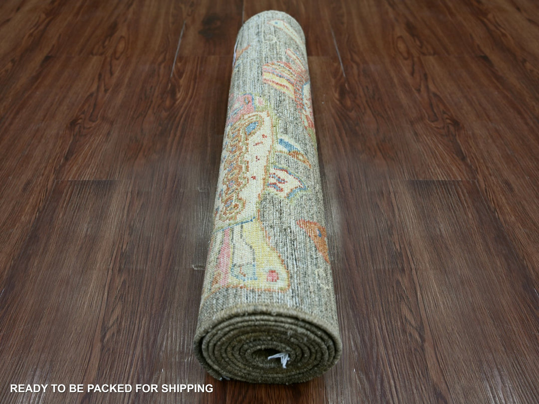2'5" x 8'0" New Hand Knotted Brown Wool Runner Oriental Rug - MOA10221857
