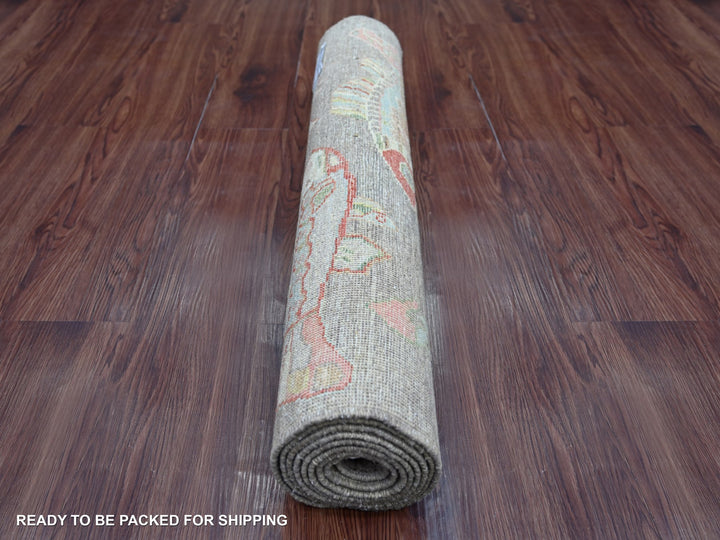 2'9" x 7'11" New Hand Knotted Brown Wool Runner Oriental Rug - MOA10221858