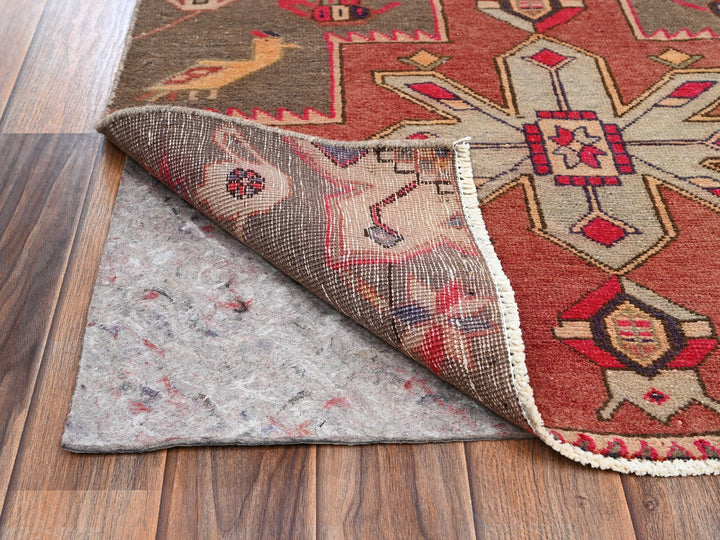 2'10" x 8'10" Vintage Hand Knotted Brown Wool Runner Oriental Rug - MOA1022185