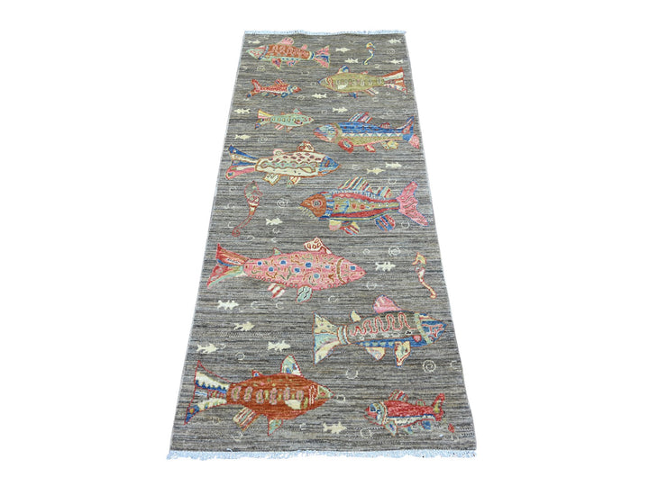 2'7" x 6'0" New Hand Knotted Brown Wool Runner Oriental Rug - MOA10221860