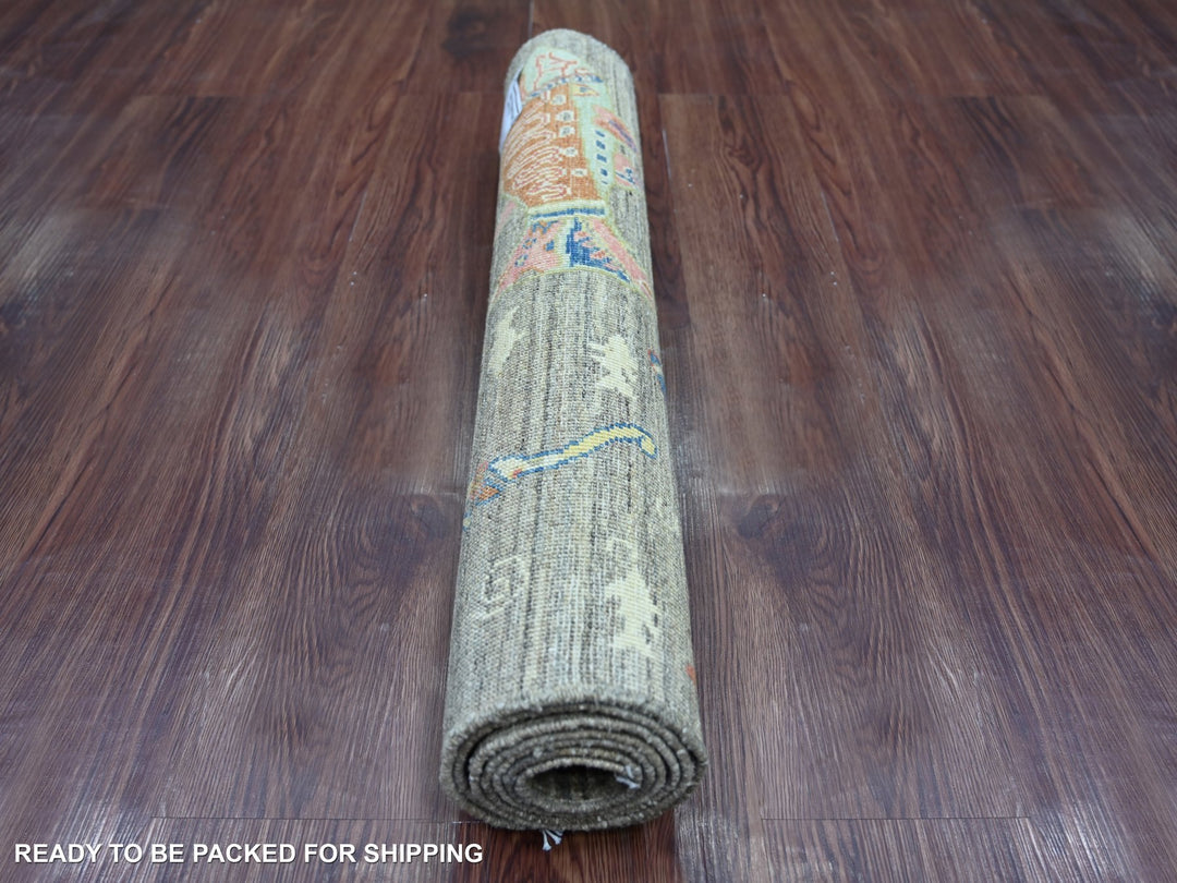 2'7" x 6'0" New Hand Knotted Brown Wool Runner Oriental Rug - MOA10221860