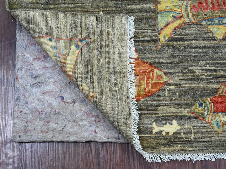 2'11" x 4'11" New Hand Knotted Brown Wool Rectangle Oriental Rug - MOA10221861
