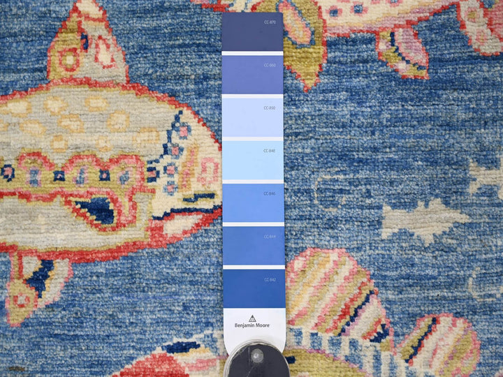 2'7" x 9'10" New Hand Knotted Blue Wool Runner Oriental Rug - MOA10221862