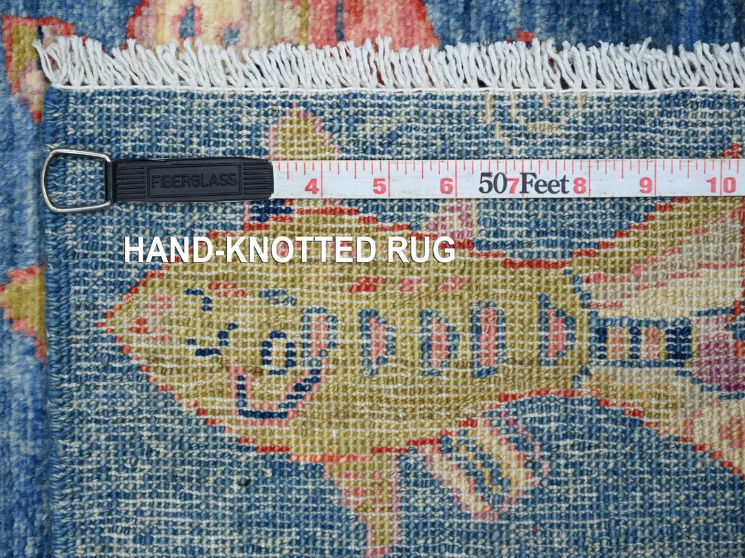 2'7" x 9'10" New Hand Knotted Blue Wool Runner Oriental Rug - MOA10221862