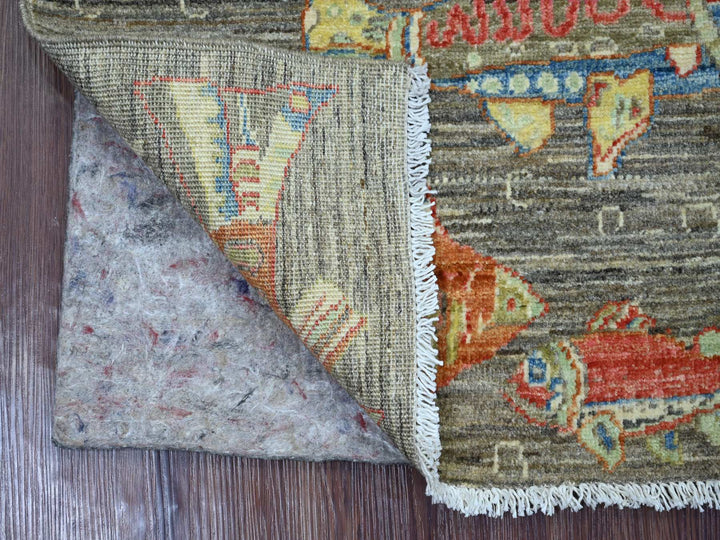 2'1" x 2'11" New Hand Knotted Brown Wool Rectangle Oriental Rug - MOA10221863