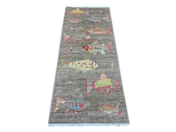 2'6" x 6'1" New Hand Knotted Brown Wool Runner Oriental Rug - MOA10221865