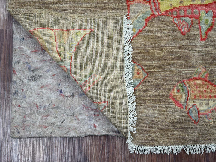 2'6" x 6'1" New Hand Knotted Brown Wool Runner Oriental Rug - MOA10221865