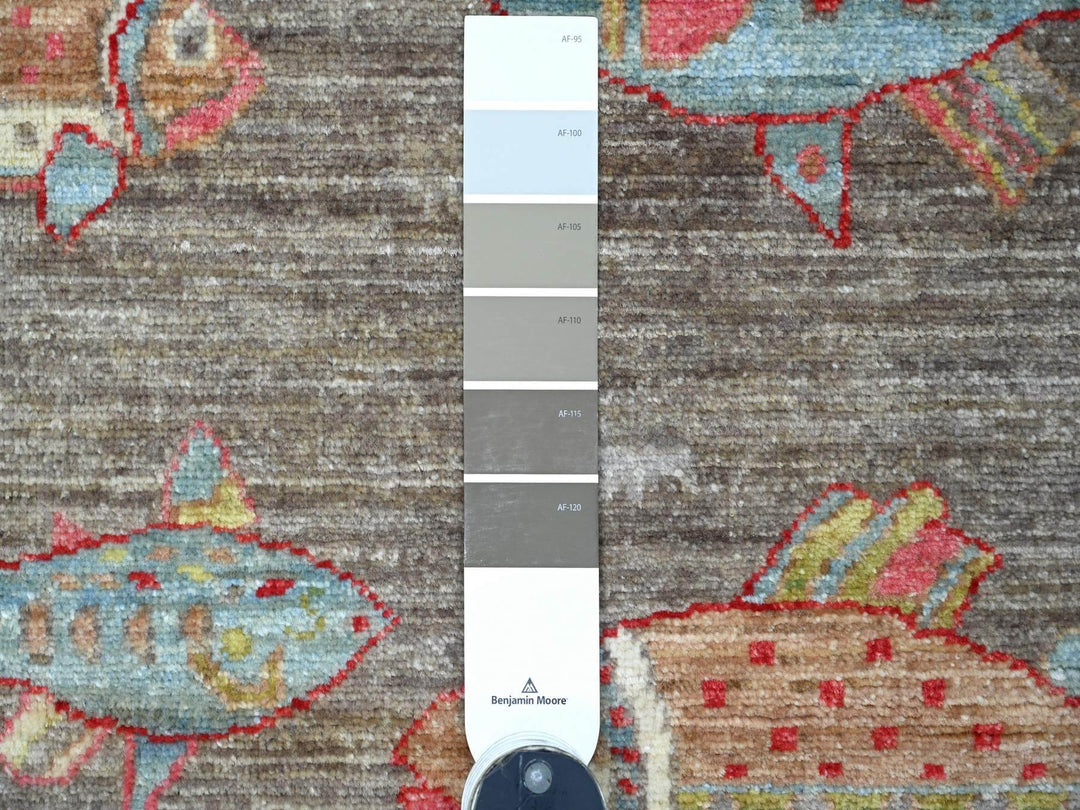 2'6" x 6'1" New Hand Knotted Brown Wool Runner Oriental Rug - MOA10221865