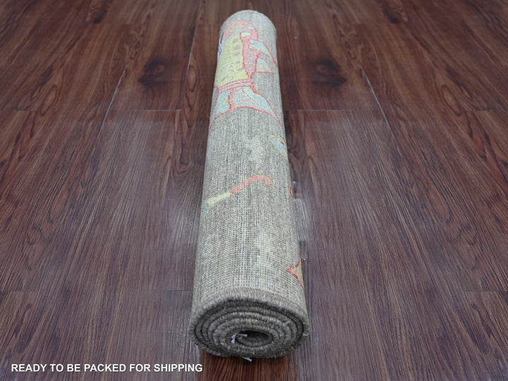 2'6" x 6'1" New Hand Knotted Brown Wool Runner Oriental Rug - MOA10221865