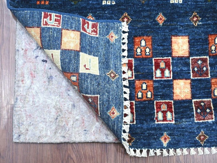 2'5" x 12'10" New Hand Knotted Blue Wool Runner Oriental Rug - MOA10221867