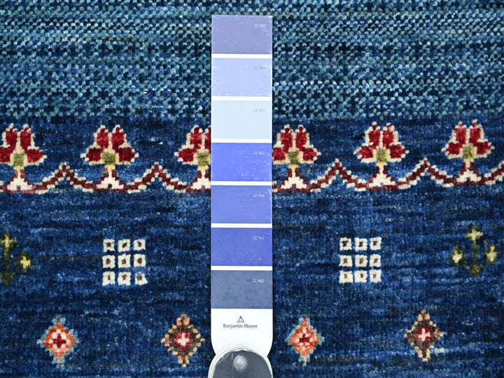 2'5" x 12'10" New Hand Knotted Blue Wool Runner Oriental Rug - MOA10221867