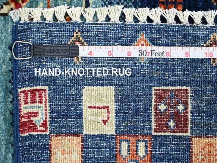 2'5" x 12'10" New Hand Knotted Blue Wool Runner Oriental Rug - MOA10221867
