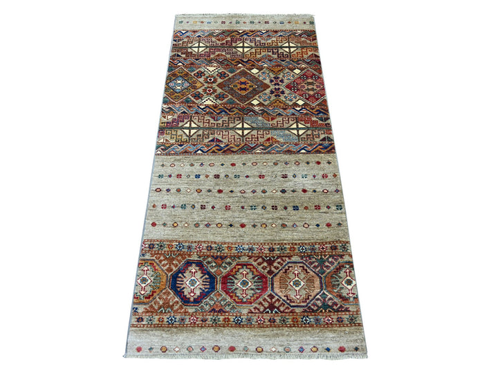 2'6" x 5'6" New Hand Knotted Grey Wool Runner Oriental Rug - MOA10221871