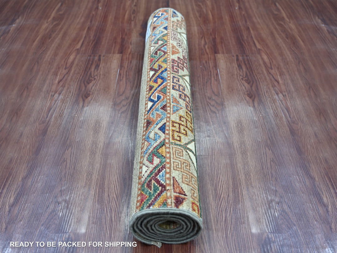 2'6" x 5'6" New Hand Knotted Grey Wool Runner Oriental Rug - MOA10221871