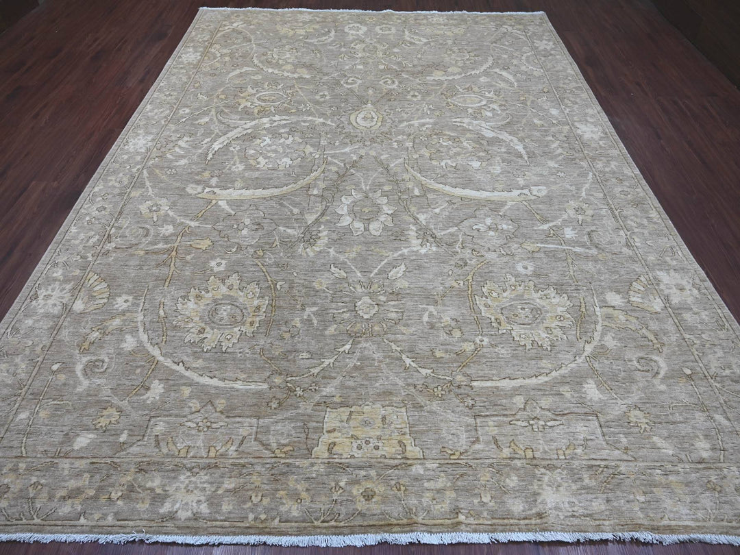 8'10" x 11'7" New Hand Knotted Brown Wool Rectangle Oriental Rug - MOA10221876