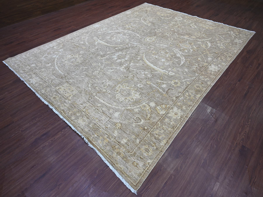 8'10" x 11'7" New Hand Knotted Brown Wool Rectangle Oriental Rug - MOA10221876