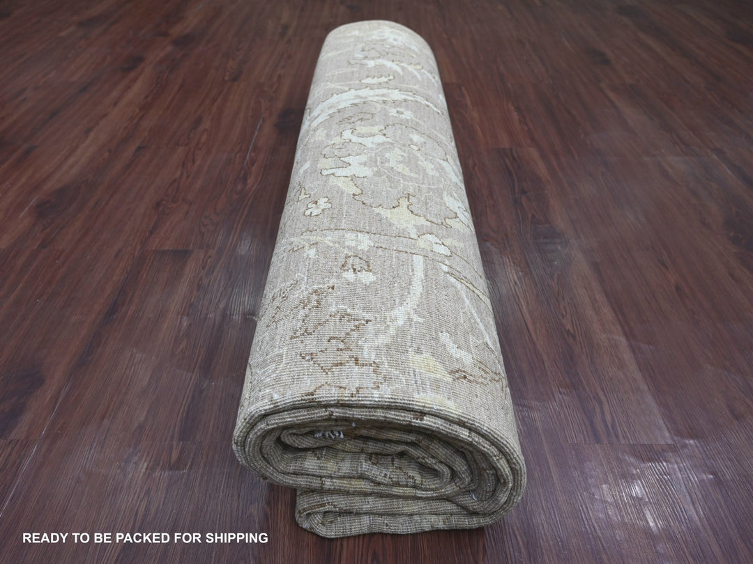 8'10" x 11'7" New Hand Knotted Brown Wool Rectangle Oriental Rug - MOA10221876