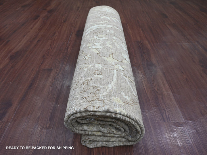 8'10" x 11'7" New Hand Knotted Brown Wool Rectangle Oriental Rug - MOA10221876