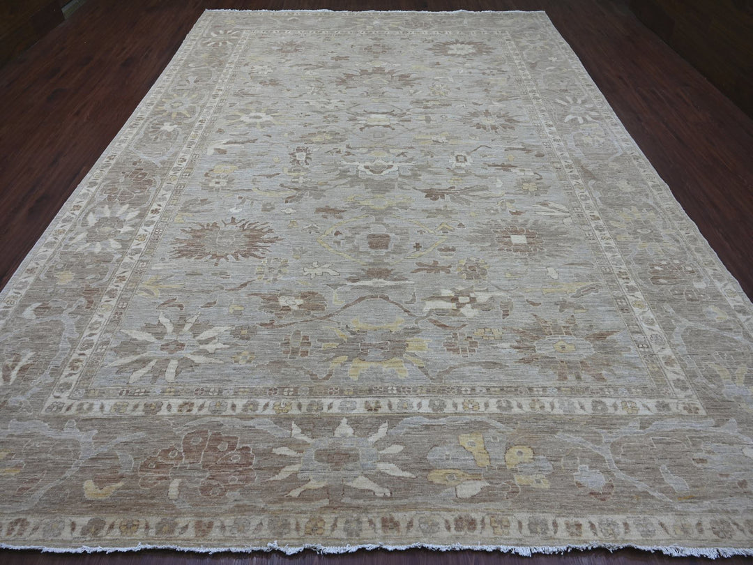 9'11" x 13'7" New Hand Knotted Grey Wool Rectangle Oriental Rug - MOA10221878