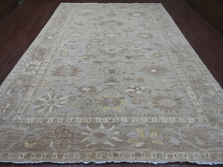 9'11" x 13'7" New Hand Knotted Grey Wool Rectangle Oriental Rug - MOA10221878