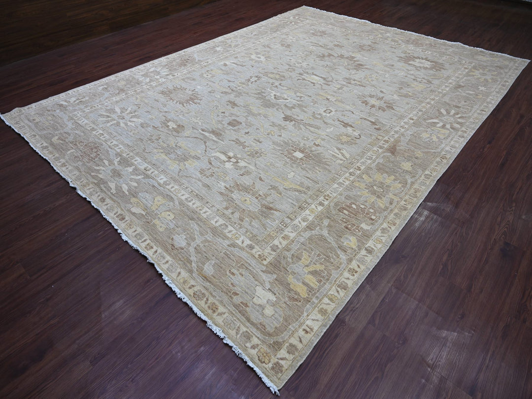 9'11" x 13'7" New Hand Knotted Grey Wool Rectangle Oriental Rug - MOA10221878