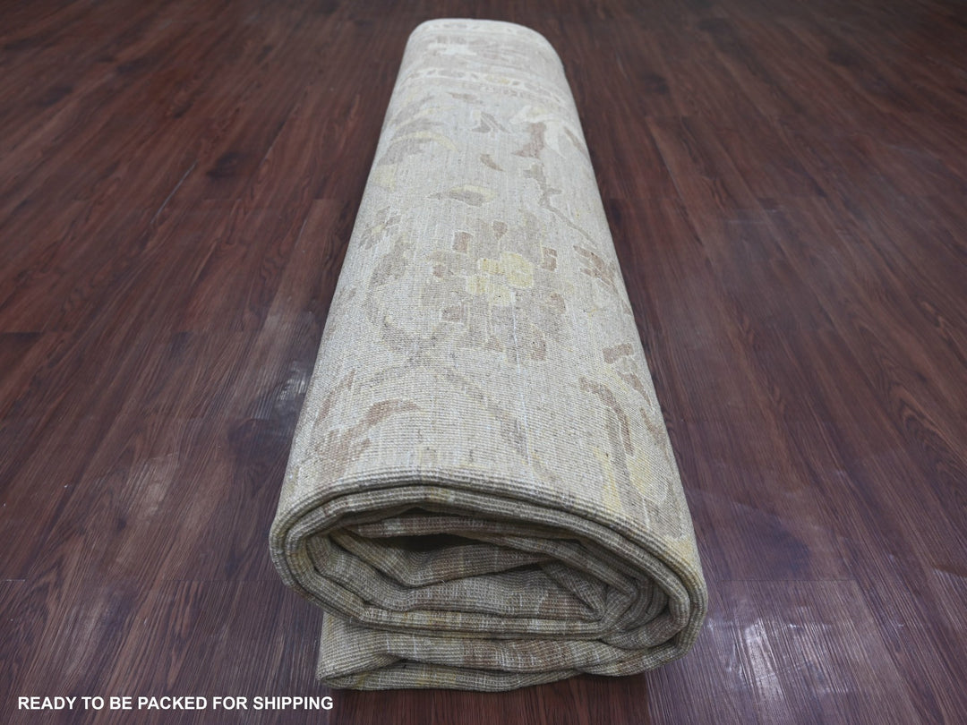 9'11" x 13'7" New Hand Knotted Grey Wool Rectangle Oriental Rug - MOA10221878