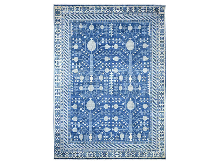 9'10" x 13'5" New Hand Knotted Blue Wool Rectangle Oriental Rug - MOA10221879