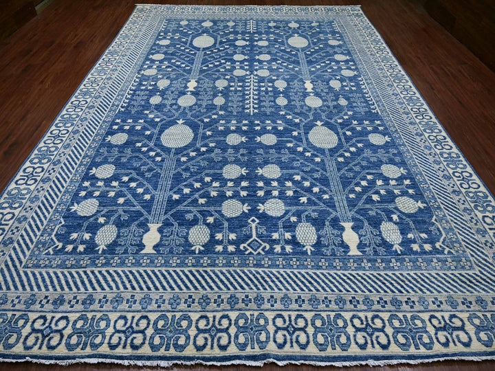 9'10" x 13'5" New Hand Knotted Blue Wool Rectangle Oriental Rug - MOA10221879