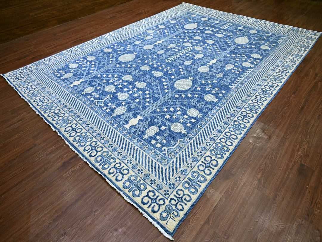 9'10" x 13'5" New Hand Knotted Blue Wool Rectangle Oriental Rug - MOA10221879