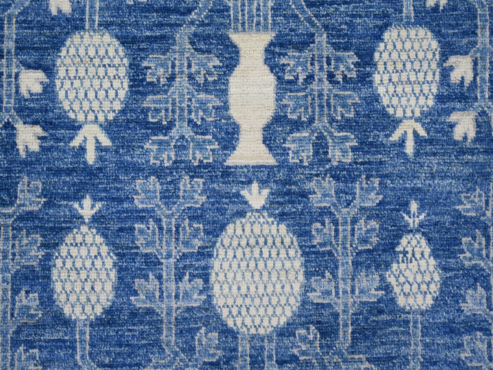 9'10" x 13'5" New Hand Knotted Blue Wool Rectangle Oriental Rug - MOA10221879
