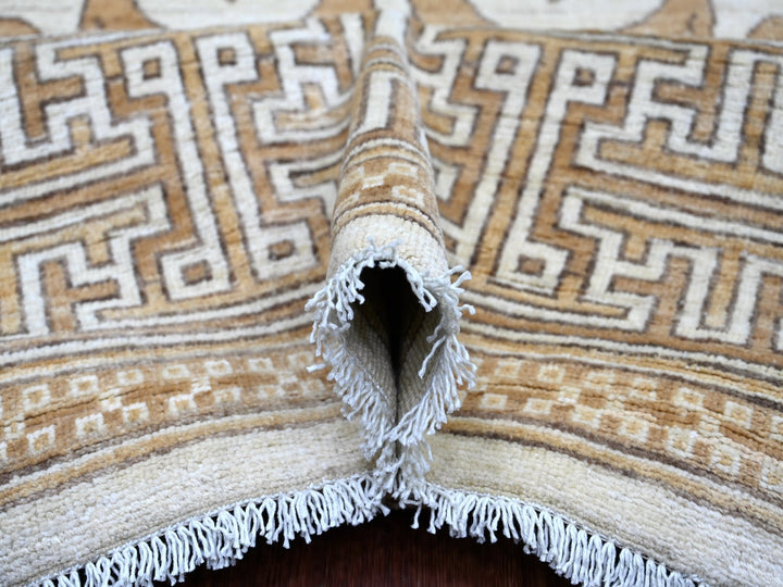 9'11" x 13'10" New Hand Knotted Ivory Wool Rectangle Oriental Rug - MOA10221880