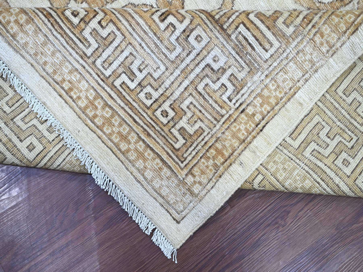 9'11" x 13'10" New Hand Knotted Ivory Wool Rectangle Oriental Rug - MOA10221880